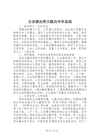 公安派出所大练兵半年总结