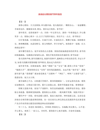 弟弟给长辈的春节拜年短信 