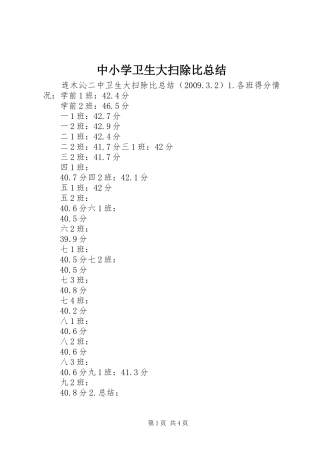 中小学卫生大扫除比总结