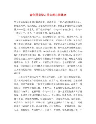 青年团员学习吴大观心得体会 