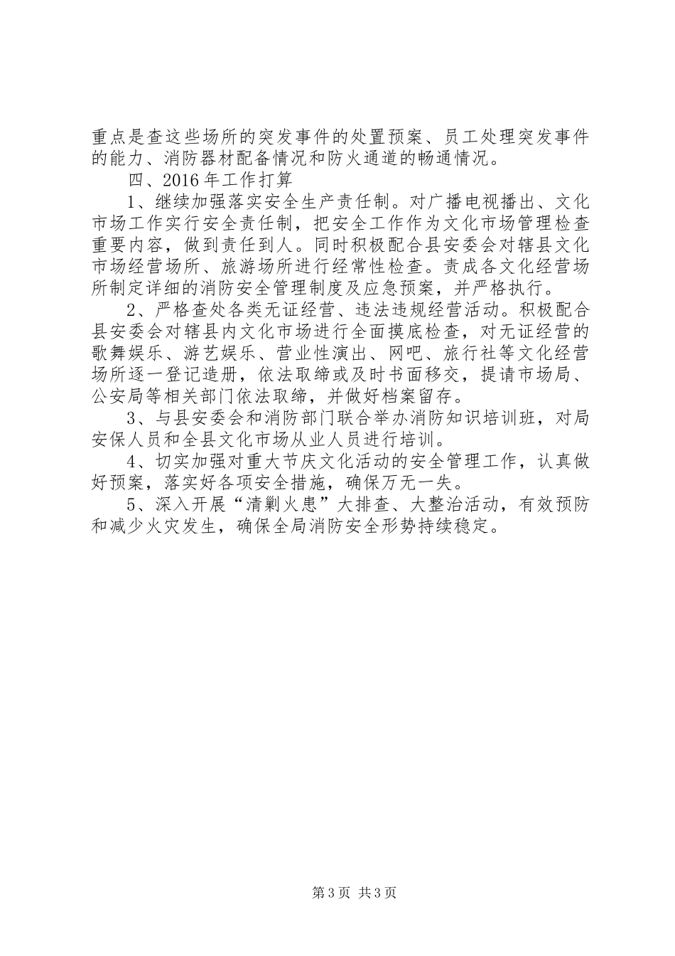 乡镇文化广电局年度安全生产工作总结_第3页