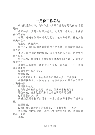 一月份工作总结