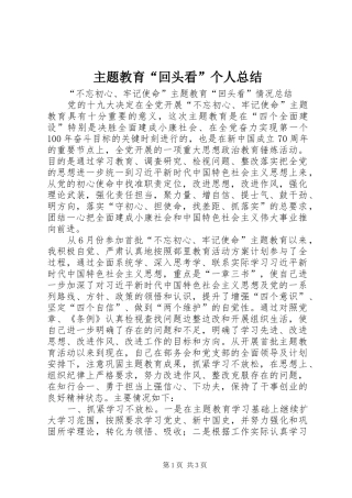 主题教育“回头看”个人总结