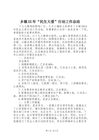 乡镇XX年“民生大爱”行动工作总结