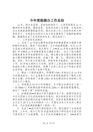 今年度能源办工作总结