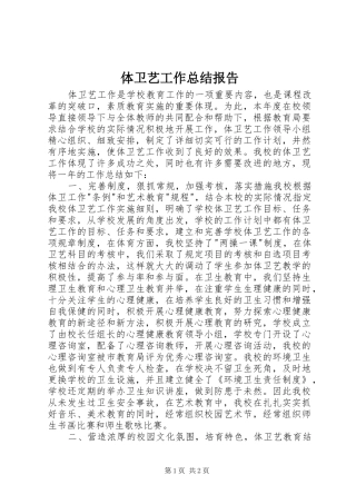 体卫艺工作总结报告