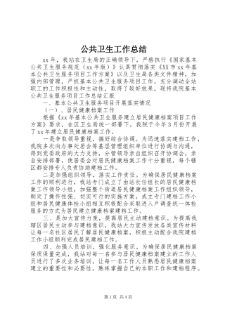 公共卫生工作总结
