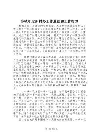 乡镇年度新村办工作总结和工作打算