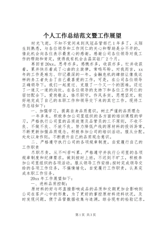 个人工作总结范文暨工作展望