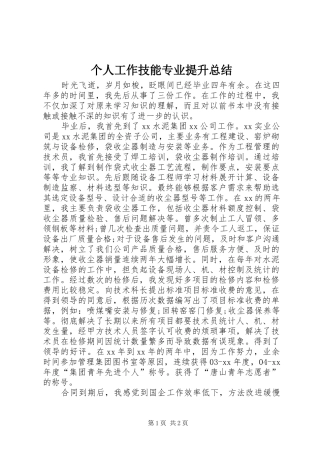 个人工作技能专业提升总结