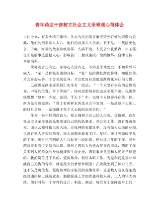 青年药监干部树立社会主义荣辱观心得体会 