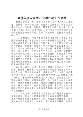 乡镇年度安全生产专项行动工作总结