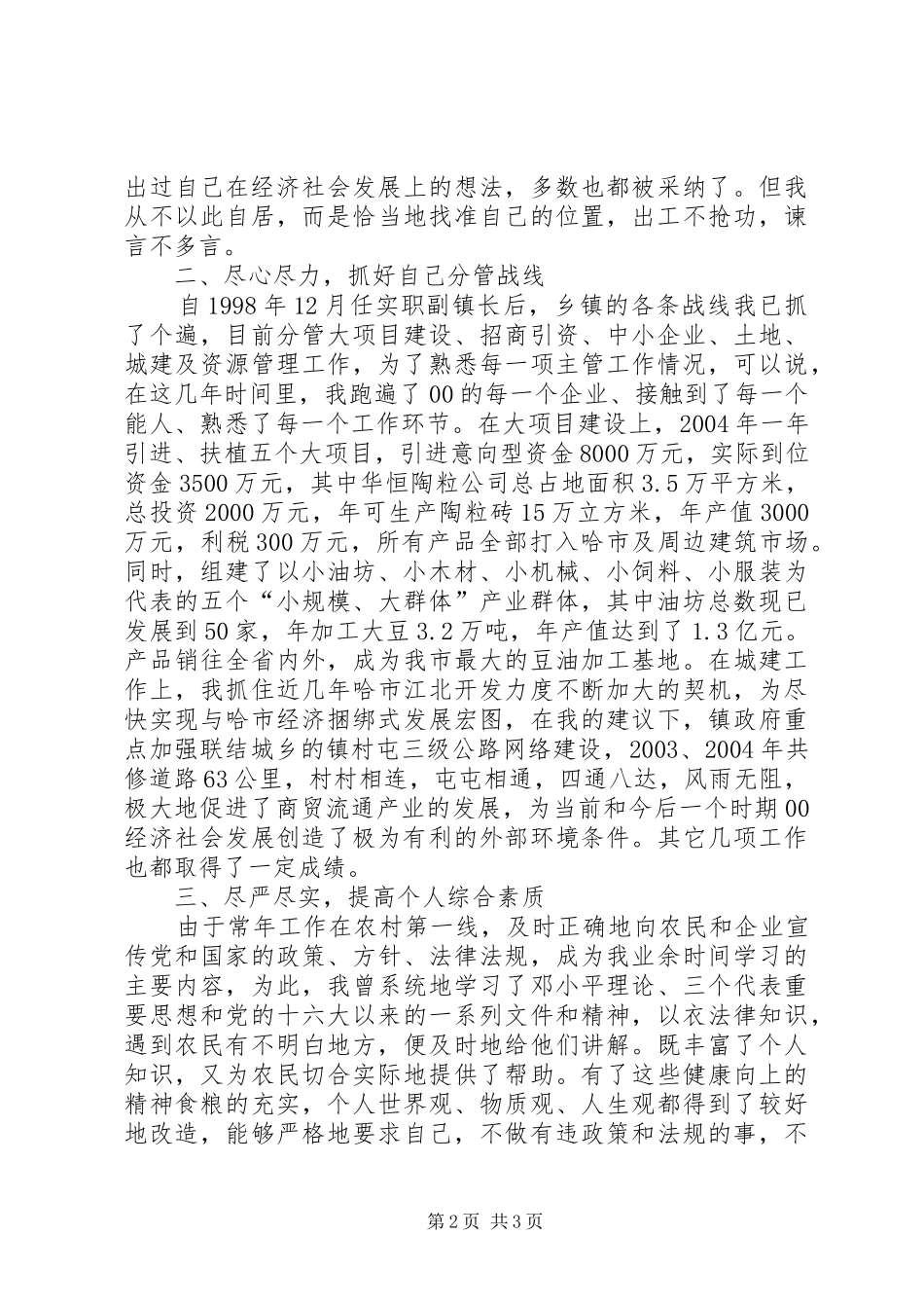 乡镇副镇长个人工作总结 (13)_第2页