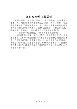 公安XX年终工作总结