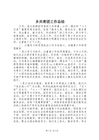 乡共青团工作总结