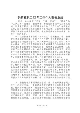 供销社职工XX年工作个人剖析总结