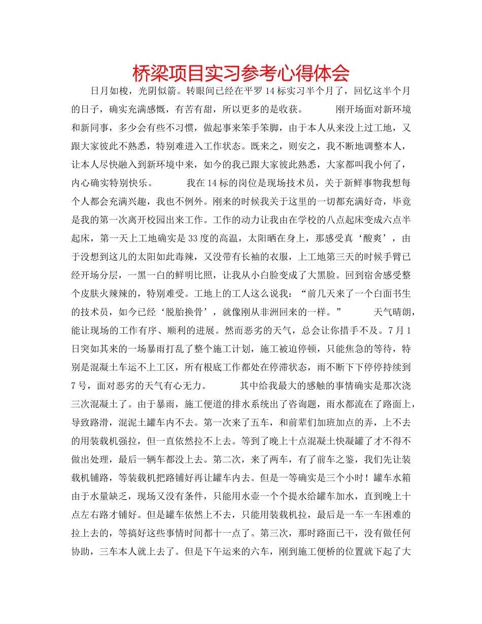 桥梁项目实习参考心得体会 _第1页