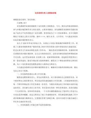 电信营销负责人竞聘演讲稿 