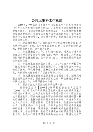 公共卫生科工作总结