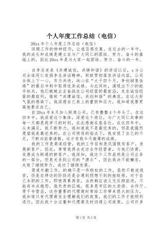 个人年度工作总结（电信）