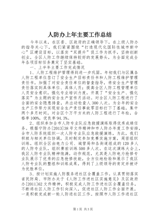 人防办上年主要工作总结