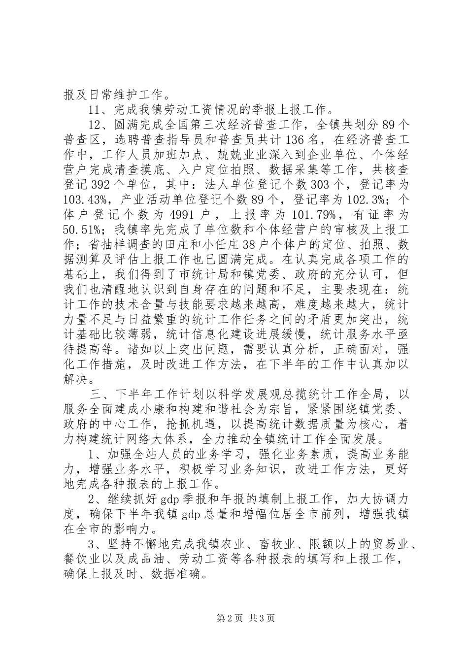 乡镇统计工作半年总结_第2页
