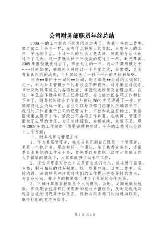 公司财务部职员年终总结