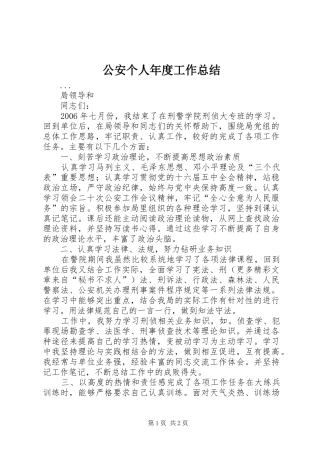 公安个人年度工作总结