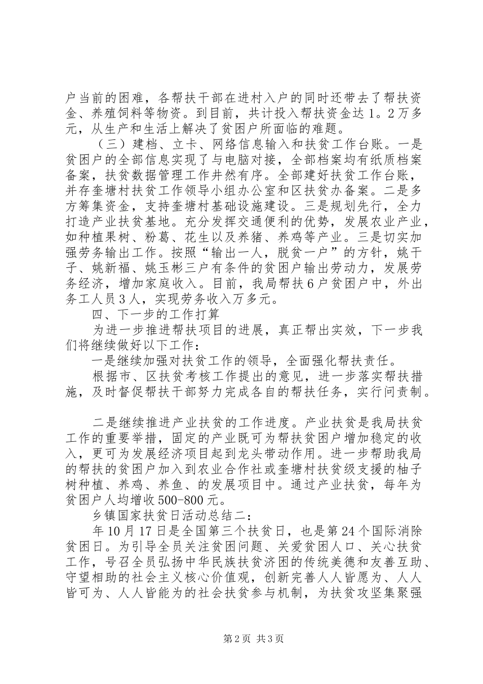 乡镇国家扶贫日活动总结范文大全_第2页