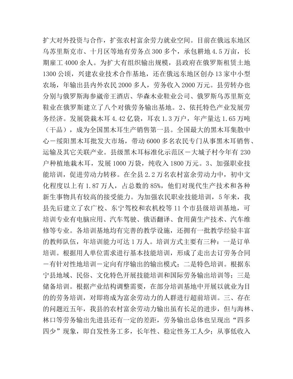 东宁县劳务输出调研材料 _第2页