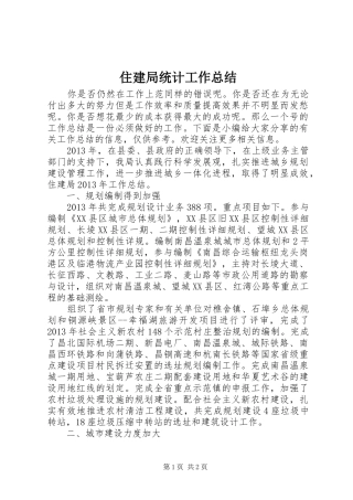 住建局统计工作总结