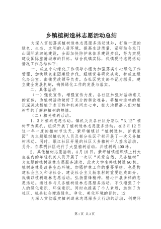 乡镇植树造林志愿活动总结