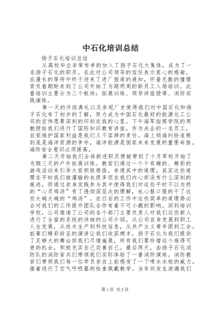 中石化培训总结