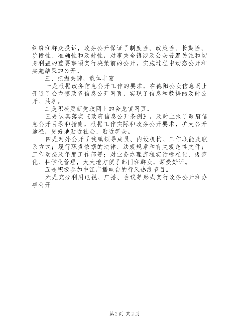 乡镇年度政务信息公开工作自查总结_第2页