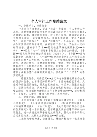 个人审计工作总结范文