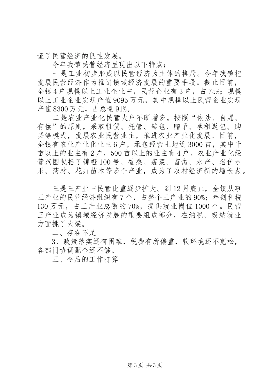 乡镇ＸＸＸＸ年度民营经济工作总结_第3页
