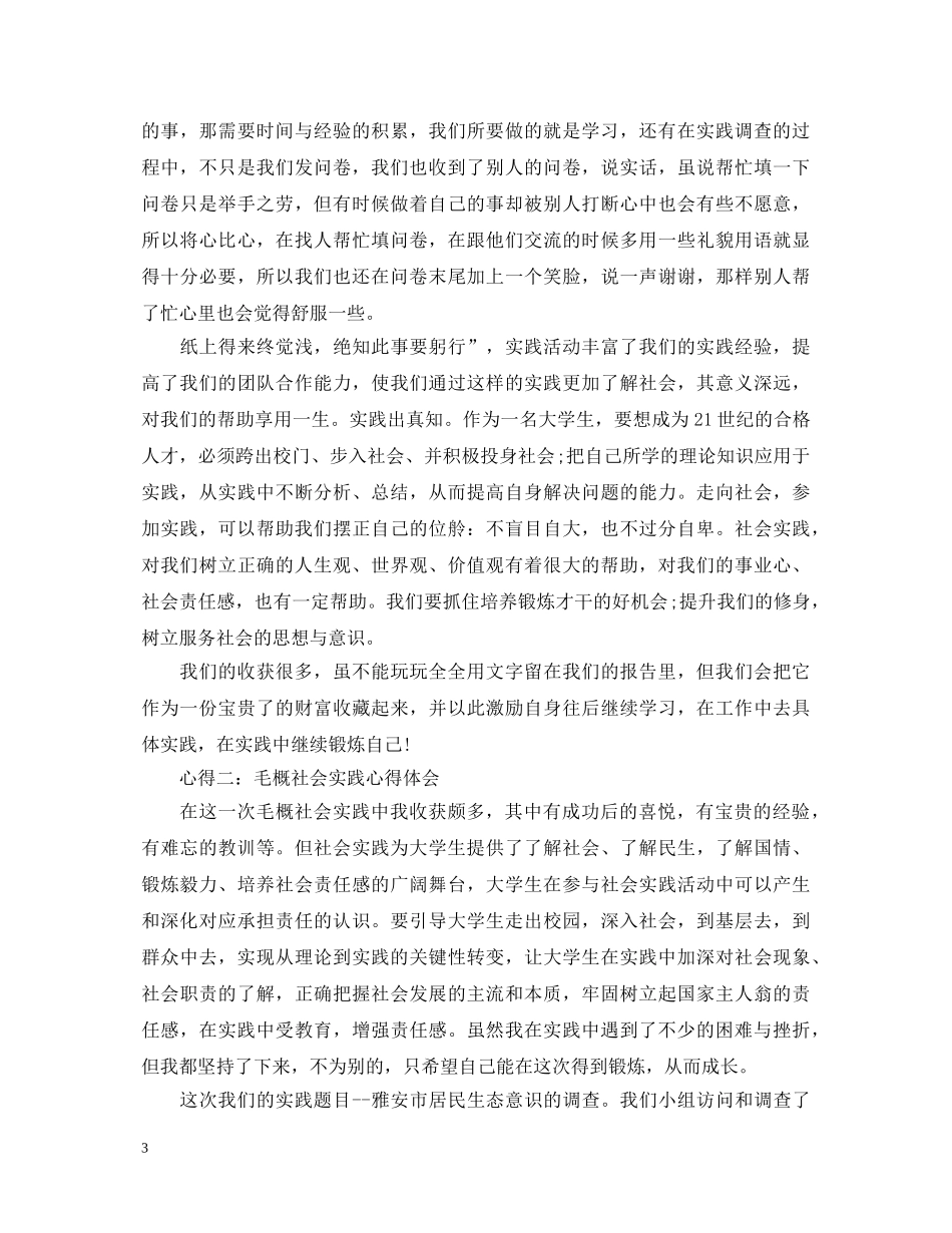 毛概社会实践心得体会范文 _第3页