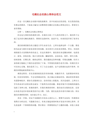 毛概社会实践心得体会范文 
