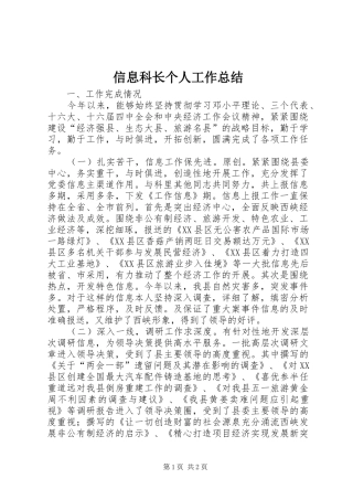 信息科长个人工作总结