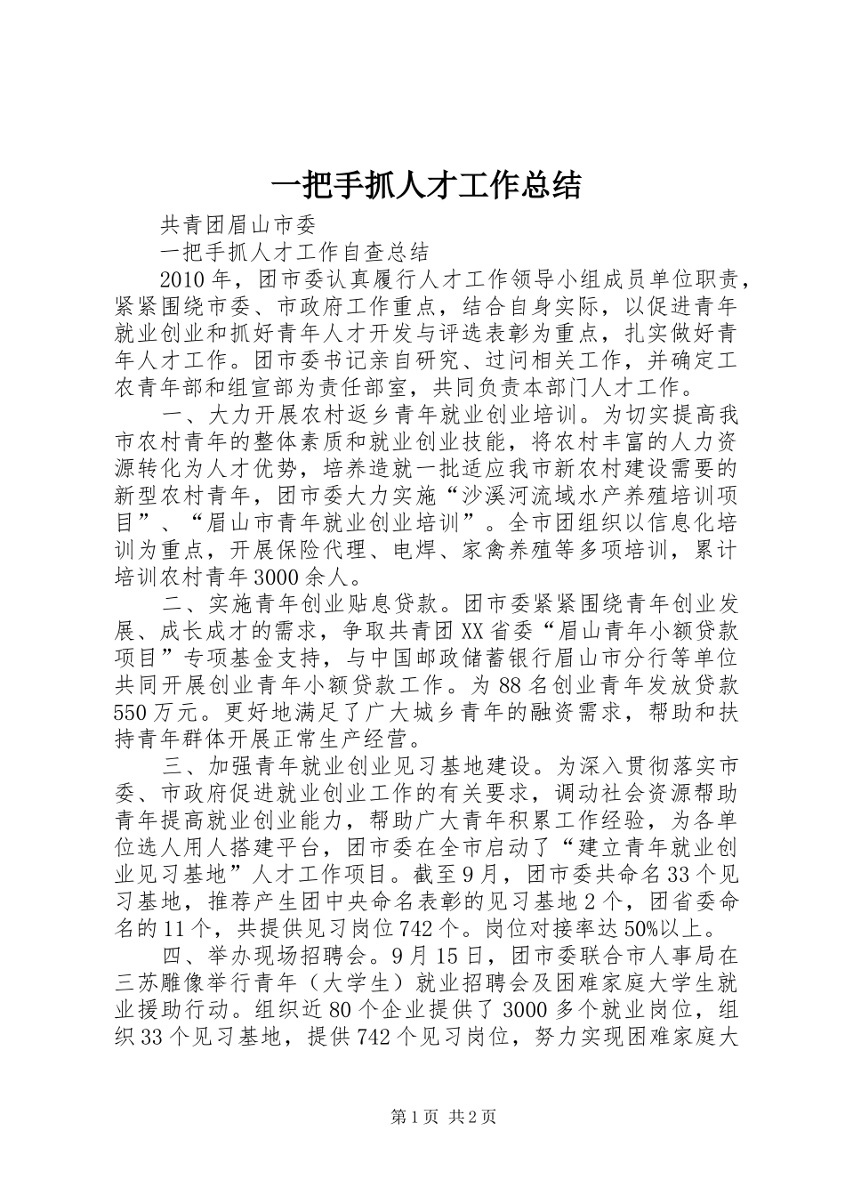 一把手抓人才工作总结_第1页