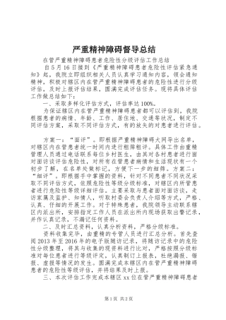 严重精神障碍督导总结