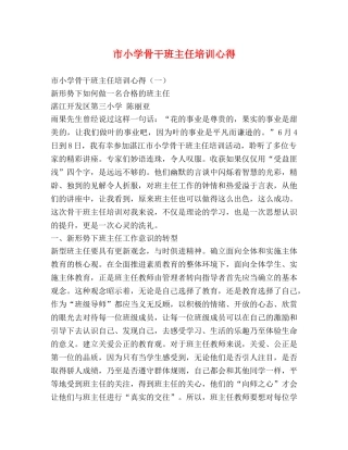 市小学骨干班主任培训心得 