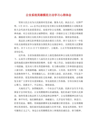 公安系统英雄模范立功学习心得体会 