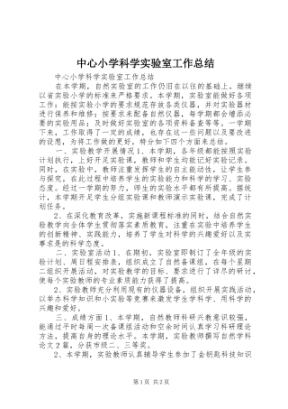 中心小学科学实验室工作总结