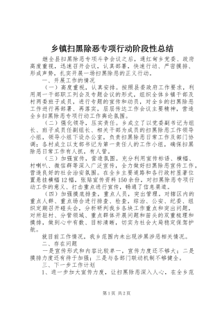 乡镇扫黑除恶专项行动阶段性总结