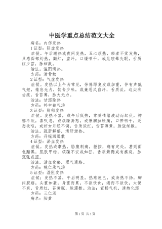 中医学重点总结范文大全
