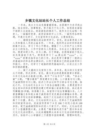 乡镇文化站站长个人工作总结