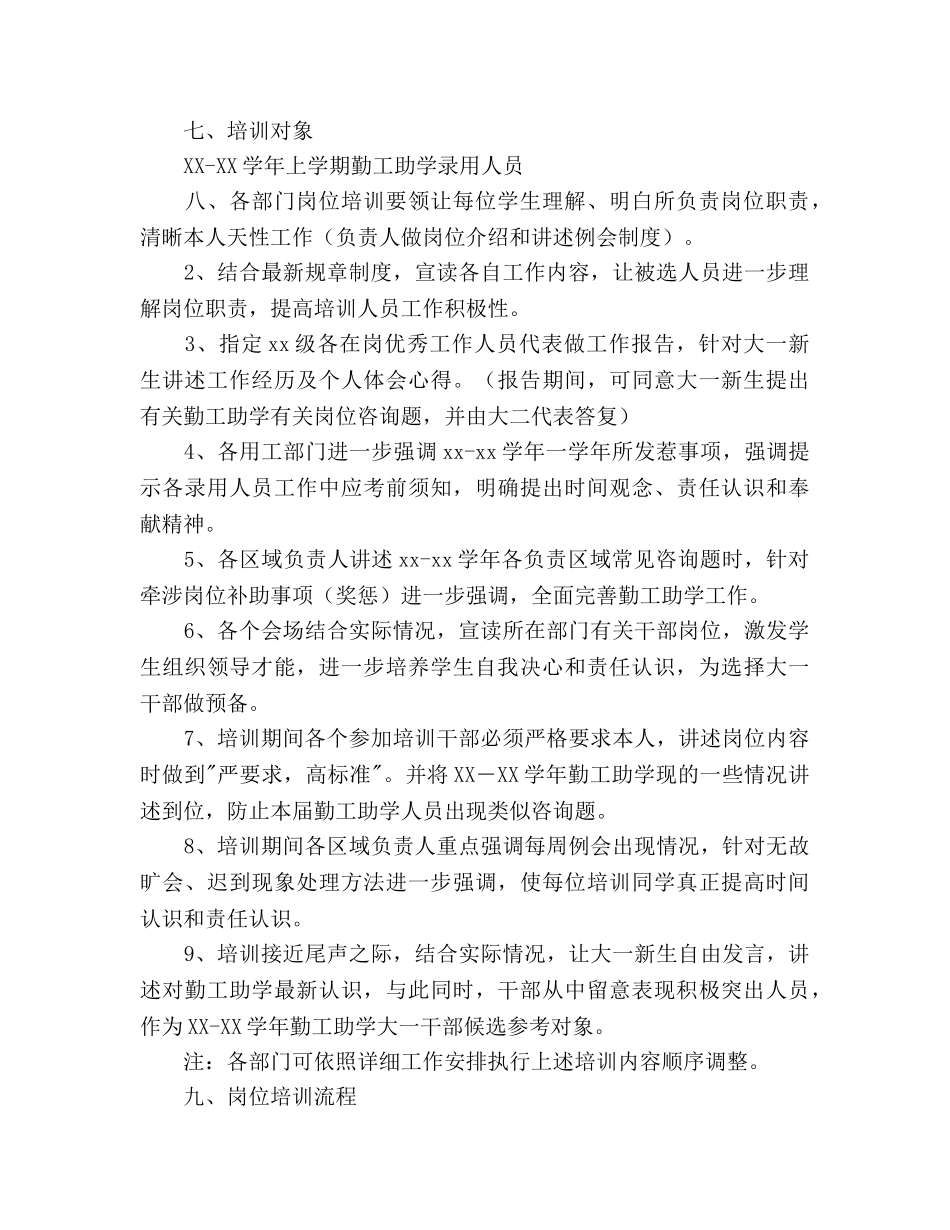 勤工助学岗位培训参考计划范文 _第2页