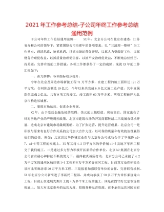 2024年工作参考总结-子公司年终工作参考总结通用范例 