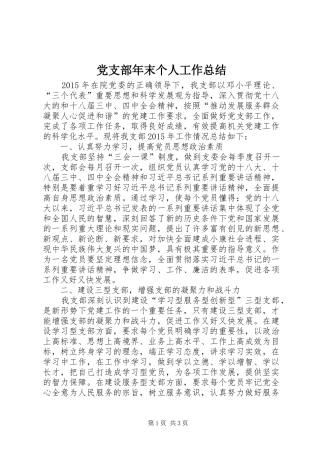 党支部年末个人工作总结